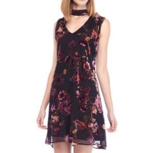 < Luxology Floral Velvet Burnout Mini Dress >